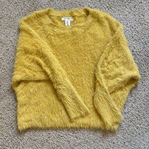 Jessica Simpson Yellow Fuzzy Crop Sweater M